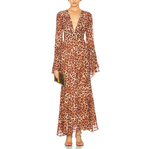 Runaway The Label 'Sari' Brown Polyester Maxi Dress Size S